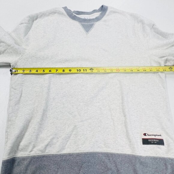 Champion Men's Sueded Fleece Crewneck Sweatshirt White Grey Size Large EUC - Picture 3 of 6